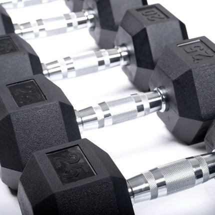 Northern Fitness Dumbbell Rubber Hex Dumbbell Set + 3 Tier Rack  | 5-50lb